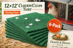 Cluckin’Clean Turf- Washable Artificial Grass Nesting Pads (12x12” Squares, Pack of 6)
